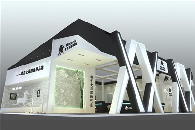 270平米展臺設(shè)計制作：三面開口/現(xiàn)代/木質(zhì)結(jié)構(gòu)/白色，為建材展展商而作（免費使用）