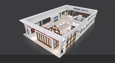 292.5平米展臺設計制作：四面開口/現代/木質結構/米色，為建材展展商而作（免費使用）