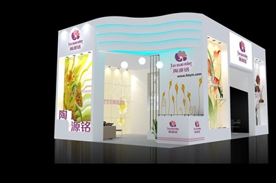 54平米展臺設(shè)計(jì)制作：二面開口/現(xiàn)代/木質(zhì)結(jié)構(gòu)/白色，為建材展展商而作（免費(fèi)使用）
