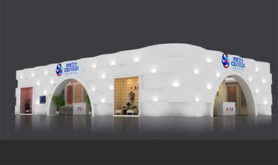 360平米展臺設(shè)計制作：二面開口/現(xiàn)代/木質(zhì)結(jié)構(gòu)/米色，為建材展展商而作（免費使用）