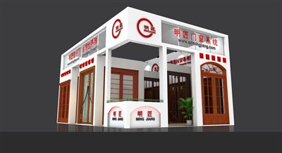 54平米展臺設(shè)計制作：二面開口/現(xiàn)代/木質(zhì)結(jié)構(gòu)/白色，為建材展展商而作（免費使用）