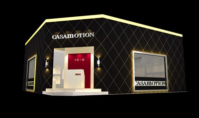 100平米展臺設(shè)計制作：二面開口/現(xiàn)代/木質(zhì)結(jié)構(gòu)/黑色，為建材展展商而作（免費使用）