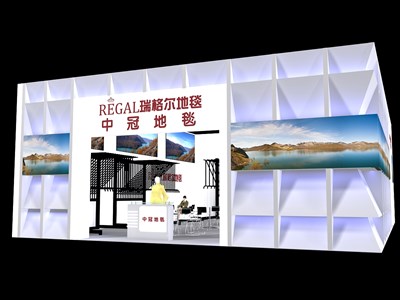 130平米展臺設(shè)計制作：二面開口/現(xiàn)代/木質(zhì)結(jié)構(gòu)/白色，為綜合展展商而作（免費使用）