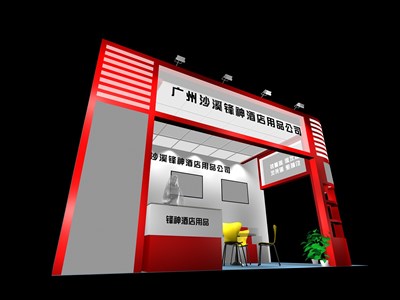 18平米展臺(tái)設(shè)計(jì)制作：二面開(kāi)口/現(xiàn)代/木質(zhì)結(jié)構(gòu)/紅色，為綜合展展商而作（免費(fèi)使用）