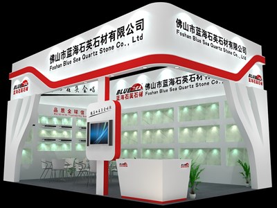 40平米展臺設(shè)計制作：二面開口/現(xiàn)代/木質(zhì)結(jié)構(gòu)/白色，為建材展展商而作（免費使用）