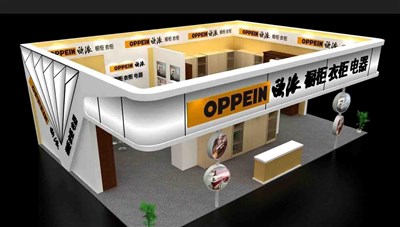 88平米展臺設(shè)計(jì)制作：三面開口/現(xiàn)代/木質(zhì)結(jié)構(gòu)/白色，為建材展展商而作（免費(fèi)使用）