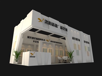 55平米展臺設(shè)計制作：二面開口/現(xiàn)代/木質(zhì)結(jié)構(gòu)/白色，為建材展展商而作（免費使用）