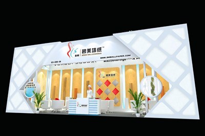 50.4平米展臺設(shè)計制作：一面開口/現(xiàn)代/木質(zhì)結(jié)構(gòu)/白色，為建材展展商而作（免費使用）