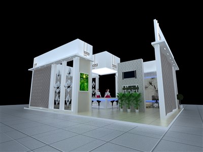 108平米展臺設(shè)計制作：二面開口/現(xiàn)代/木質(zhì)結(jié)構(gòu)/白色，為建材展展商而作（免費(fèi)使用）