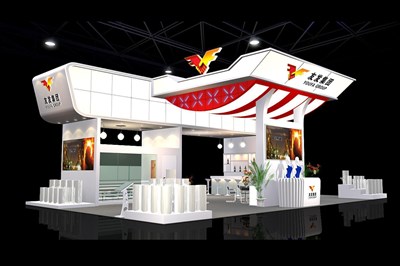 135平米展臺設(shè)計制作：四面開口/現(xiàn)代/木質(zhì)結(jié)構(gòu)/白色，為建材展展商而作（免費(fèi)使用）