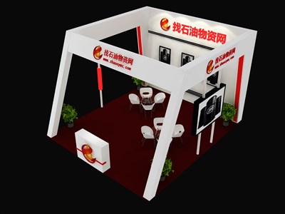 42平米展臺設計制作：三面開口/現(xiàn)代/木質結構/黑色，為能源展展商而作（免費使用）
