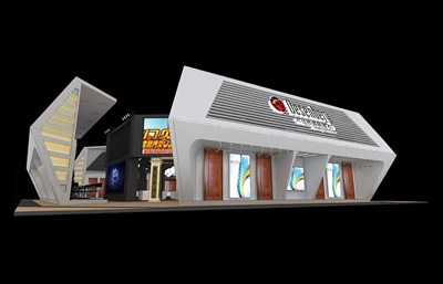 696平米展臺設(shè)計制作：四面開口/現(xiàn)代/木質(zhì)結(jié)構(gòu)/白色，為建材展展商而作（免費使用）