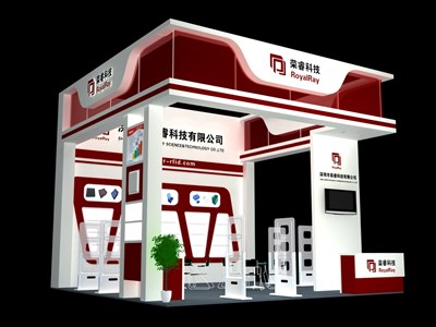 36平米展臺設計制作：三面開口/現代/型材結構/紅色，為電子展展商而作（免費使用）