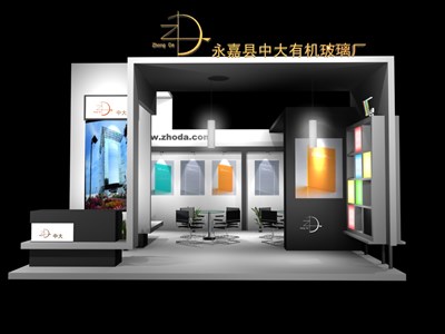 36平米展臺設(shè)計制作：三面開口/現(xiàn)代/木質(zhì)結(jié)構(gòu)/灰色，為建材展展商而作（免費使用）