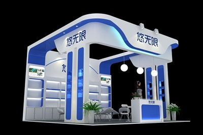 36平米展臺(tái)設(shè)計(jì)制作：三面開口/現(xiàn)代/木質(zhì)結(jié)構(gòu)/白色，為食品展展商而作（免費(fèi)使用）