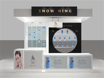 10.5平米展臺設計制作：三面開口/現(xiàn)代/木質(zhì)結構/黑色，為日用品展展商而作（免費使用）