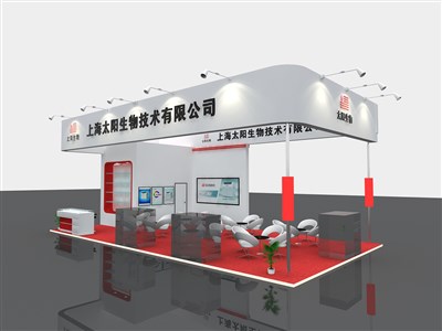 72平米展臺設(shè)計(jì)制作：四面開口/現(xiàn)代/木質(zhì)結(jié)構(gòu)/紅色，為能源展展商而作（免費(fèi)使用）