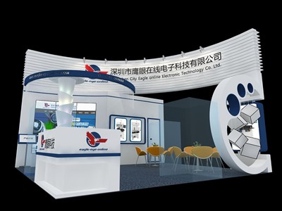 36平米展臺(tái)設(shè)計(jì)制作：三面開口/現(xiàn)代/木質(zhì)結(jié)構(gòu)/白色，為電子展展商而作（免費(fèi)使用）