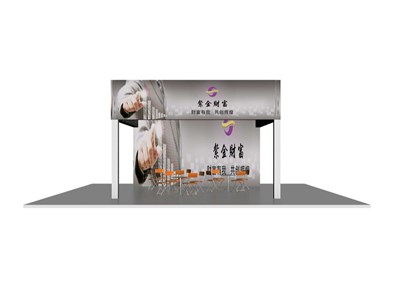 36平米展臺(tái)設(shè)計(jì)制作：三面開(kāi)口/現(xiàn)代/桁架結(jié)構(gòu)/紫色，為綜合展展商而作（免費(fèi)使用）