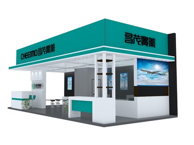 32平米展臺(tái)設(shè)計(jì)制作：三面開口/現(xiàn)代/木質(zhì)結(jié)構(gòu)/綠色，為電子展展商而作（免費(fèi)使用）