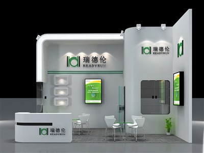 24平米展臺(tái)設(shè)計(jì)制作：二面開口/現(xiàn)代/木質(zhì)結(jié)構(gòu)/白色，為美博會(huì)展商而作（免費(fèi)使用）