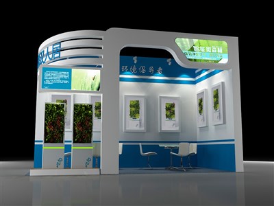 18平米展臺設計制作：二面開口/現(xiàn)代/木質(zhì)結構/白色，為日用品展展商而作（免費使用）