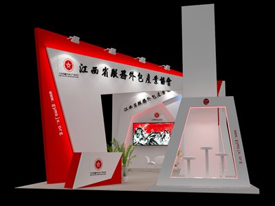 57平米展臺設(shè)計制作：四面開口/前衛(wèi)/木質(zhì)結(jié)構(gòu)/紅色，為工藝品展展商而作（免費(fèi)使用）