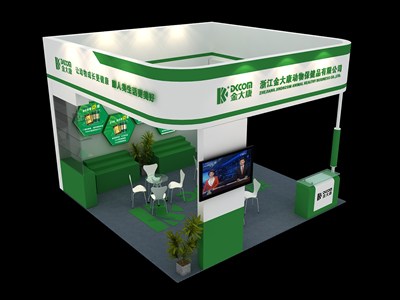 36平米展臺(tái)設(shè)計(jì)制作：三面開口/現(xiàn)代/木質(zhì)結(jié)構(gòu)/綠色，為食品展展商而作（免費(fèi)使用）