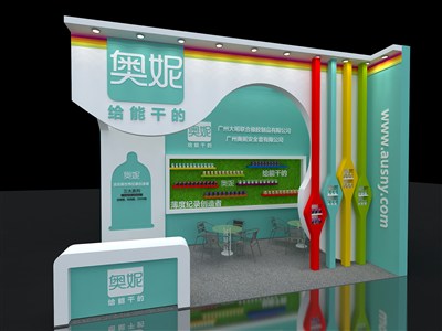 18平米展臺(tái)設(shè)計(jì)制作：二面開(kāi)口/現(xiàn)代/木質(zhì)結(jié)構(gòu)/白色，為美博會(huì)展商而作（免費(fèi)使用）